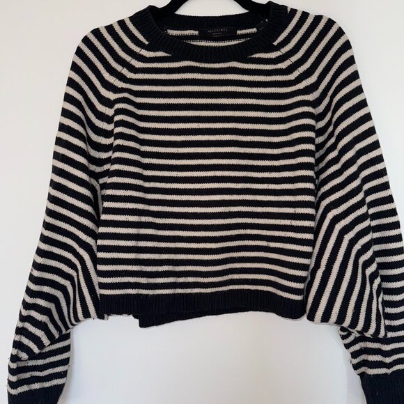 All Saints Striped Drop Sleeve Sweater - Picture 1 of 6